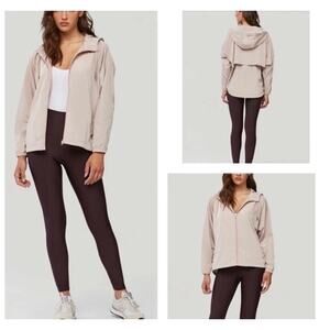 SOIA & KYO Hooded Zip Windbreaker Jacket Oaklynn Mesh Lined Raincoat L/XL